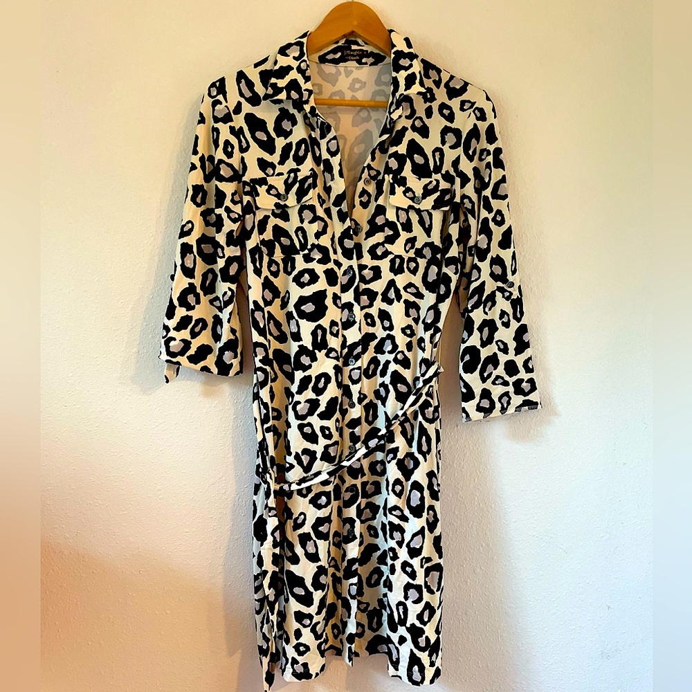 J. McLaughlin Catalina Cloth Leopard Shirtdress- M